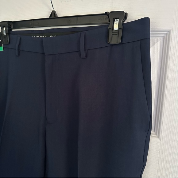 Size 38 x 32 Kenneth Cole Navy Stretch Slim Fit Flat Front Dress Pant - Picture 5 of 8